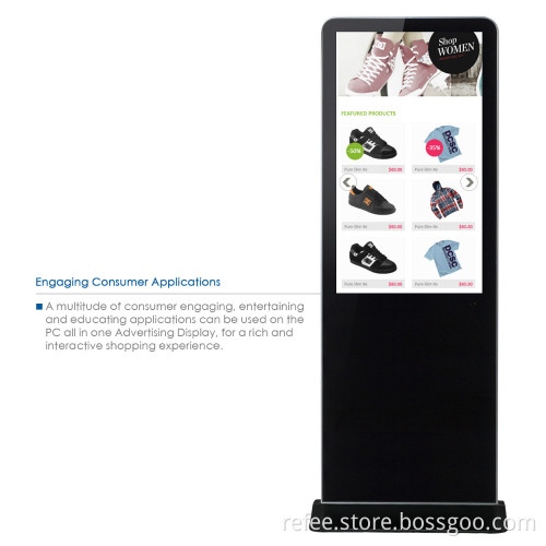 Refee all in one pc with Intel i3 CPU or Intel i5 CPU, 65 inch floor standing display